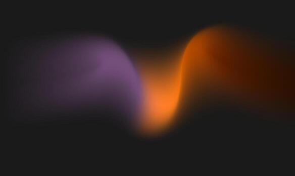 abstract glowing purple and orange smoke shapes merging on black background creating fluid motion effect vector