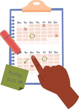 Hand Pointing To Tablet With Calendar vector