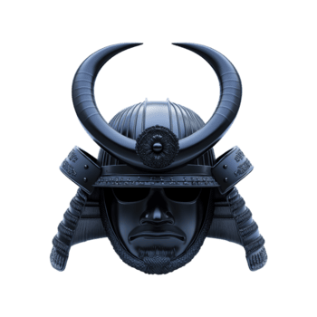 Samurai Helmet With Horns. Symbol Of Japanese Warrior Culture And Tradition. Isolated On Transparent Background png