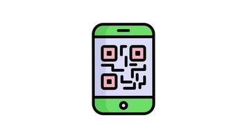 qr código cor esboço ícone, compras e desconto venda ícone. video