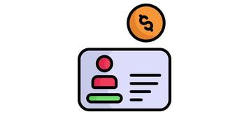 afiliación tarjeta color contorno icono, compras y descuento rebaja icono. video