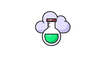 Cloud with flask showing concept of cloud experiment, customizable design video