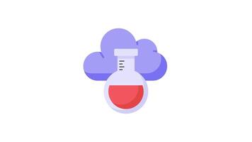 Cloud with flask showing concept of cloud experiment, customizable design. video