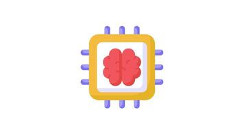 hjärna med mikrochip, ai processor begrepp i trendig stil, redo till använda sig av ikon. video