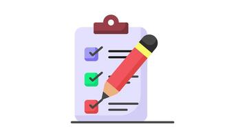 Carefully designed checklist icon represents a list of tasks or items to be completed, often used in productivity and organization apps.. video