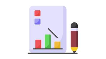 Bar chart on document showing design of data report in trendy style. video