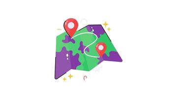 Tri fold chart with location pointer, trendy icon of map location. video