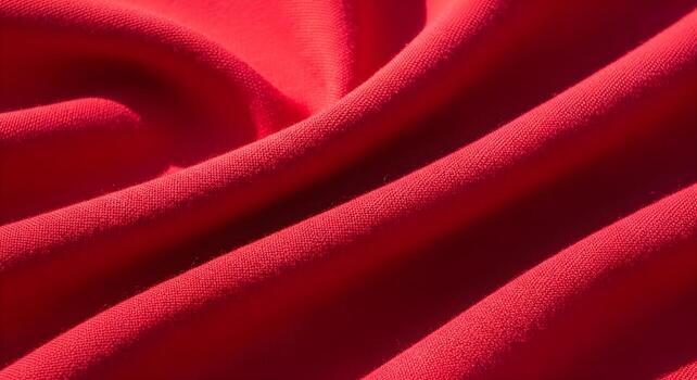 High-resolution abstract red textile folds with natural shadows, ultra-sharp cloth texture and rich tone gradients, no human elements or digital artifacts photo