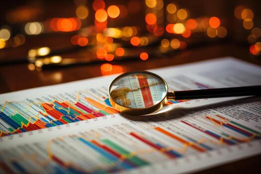 Cusiness statistics sheet for sales, profit, and data analysis concept in financial report photo