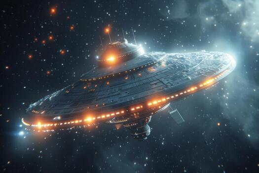 Satellite in space with large dish, exploring the stars and discovering the unknown photo