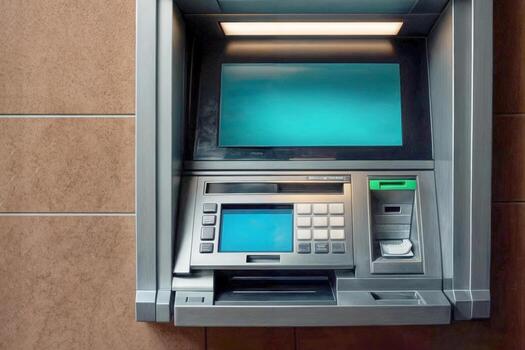 Close-up view of a street ATM. Close up view of ATM keypad with withdrawal. ATM machine photo
