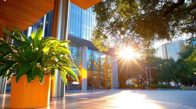 A large building with a large window photo