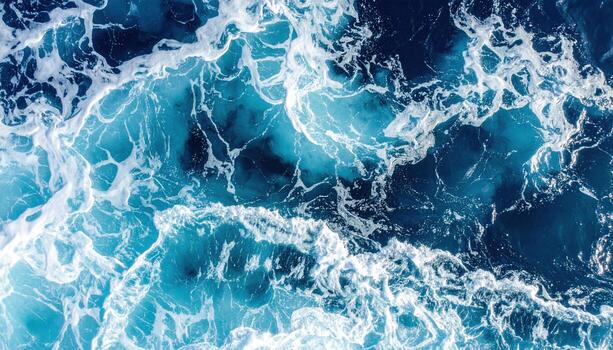 Ocean waters surface canvas of shimmering blue and white, held myriad of textures and patterns, evoking tranquility photo
