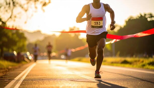 A man running in a marathon race photo