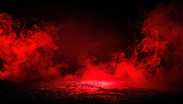 Dark and ominous backdrop filled with swirling red smoke creates mysterious and intense atmosphere, evoking feelings of intrigue and suspense photo