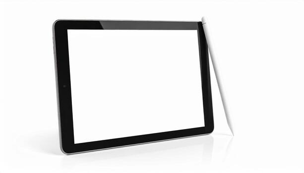 A tablet computer with a blank screen on a white background photo