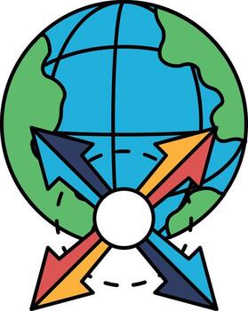 un negro y blanco dibujo de un globo con flechas señalando a el parte superior izquierda vector