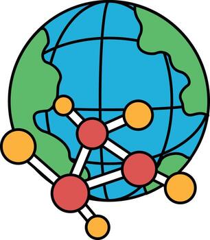 A black and white drawing of a globe with many dots on it vector