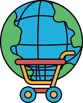 A cart is on a globe vector