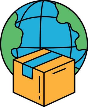 A box is on top of a globe vector