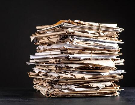 A stack of papers on a table photo