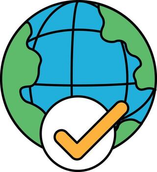 A globe with a check mark on it vector