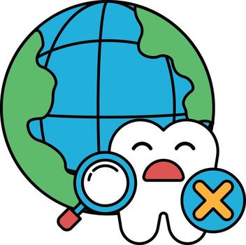 A toothbrush is shown with a globe in the background vector