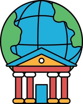 A building with a dome on top and a large globe in the middle vector