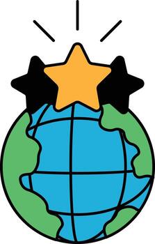 A globe with two stars on it vector