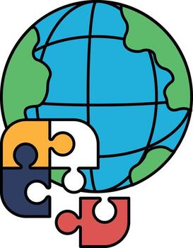 un rompecabezas pedazo es mostrado con un globo en el antecedentes vector