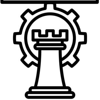 Strategy game piece with a cogwheel for a development concept. vector