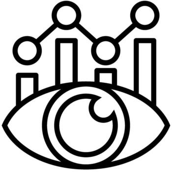 datos análisis es visualizado con un esquemático ojo y grafico datos vector