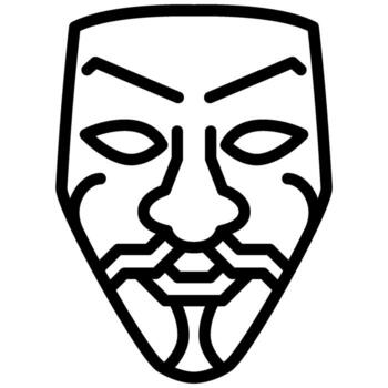 hacker máscara contorno icono, negro y blanco contorno icono . vector