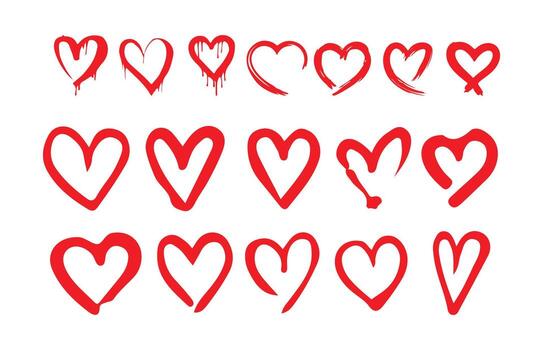 Heart shapes repeated in multiple styles. Valentine's Day elements vector