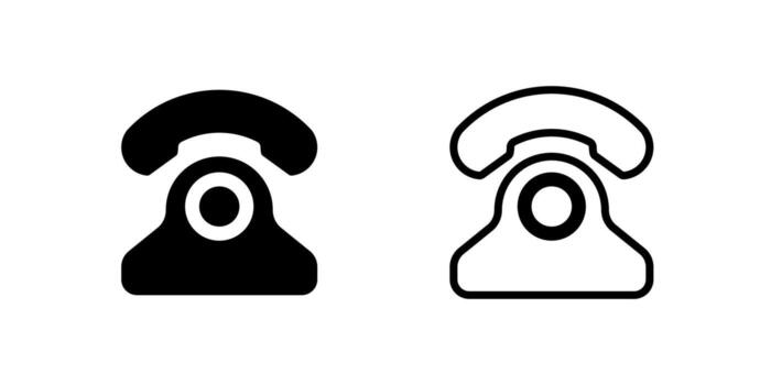 Classic retro telephone icon in black and white. Ideal for contact symbols, call center graphics, communication design, retro projects, and business templates vector