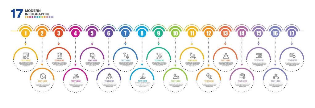 Infographic design with icons and 17 options or steps. Business concept. vector