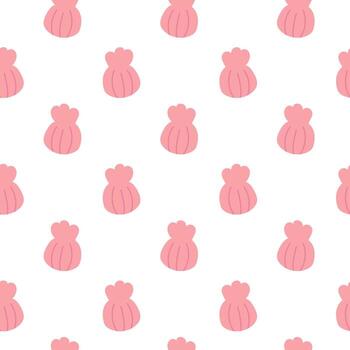 flat seamless pattern with pink shell. vector