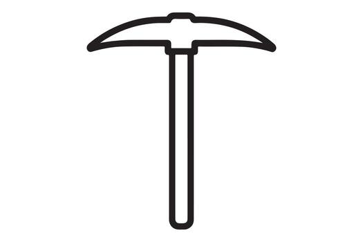 Simple Line Drawing of a Pickaxe A Minimalist Black and White Illustration of a Mining Tool Against a White Background vector