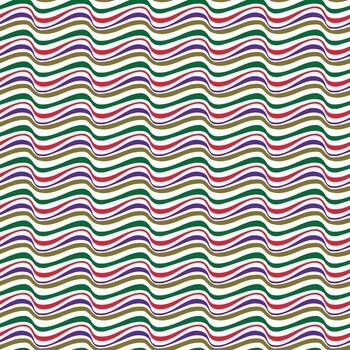 Colorful retro style print wavy lines in red, green, purple, and gold create a rhythmic pattern against a white background, evoking movement and energy with retro effect vector