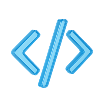 3d azul código símbolo ícone com lustroso translúcido ângulo colchetes, isolado em transparente fundo png