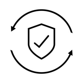 proteger con cheque marca línea icono, concepto ilustración, contorno símbolo, firmar, lineal símbolo. vector