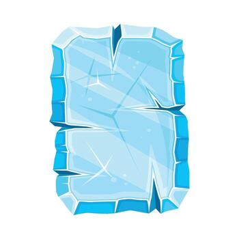 Blue Ice Rectangular Board as Shaped Element for Game and Web Design Illustration vector