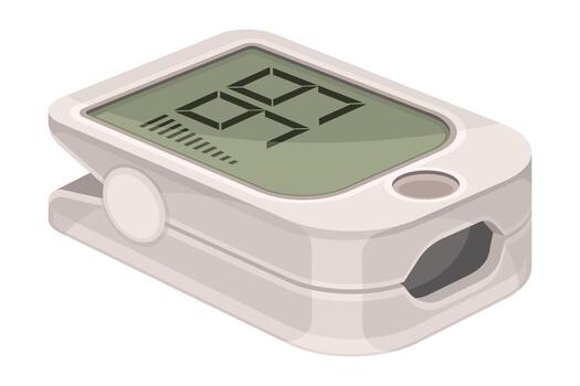 Pulse Oximetry as Medical Sensor Device for Monitoring Oxygen Saturation Illustration vector