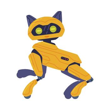 metal gato robot máquina con extremidades para labor automatización ilustración vector