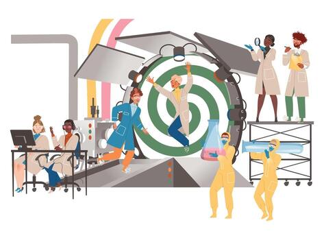 Scientists working in a laboratory environment vector