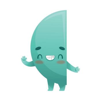 Funny Semicircle as Geometric Shape Character with Smiling Face Expression Waving Hand Illustration vector
