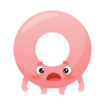 Funny Pink Circle as Geometric Shape Character with Shocked Face Expression Illustration vector