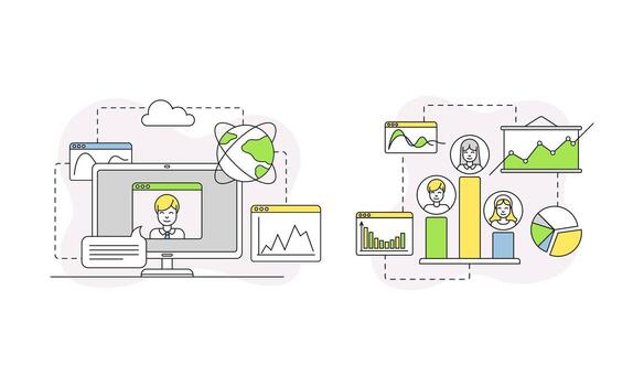 Data visualization and analytics illustration vector
