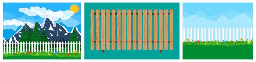 Colorful fence illustrations in nature vector