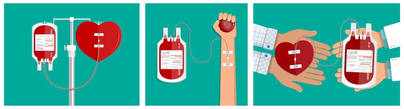 hombre haciendo sangre donación vector